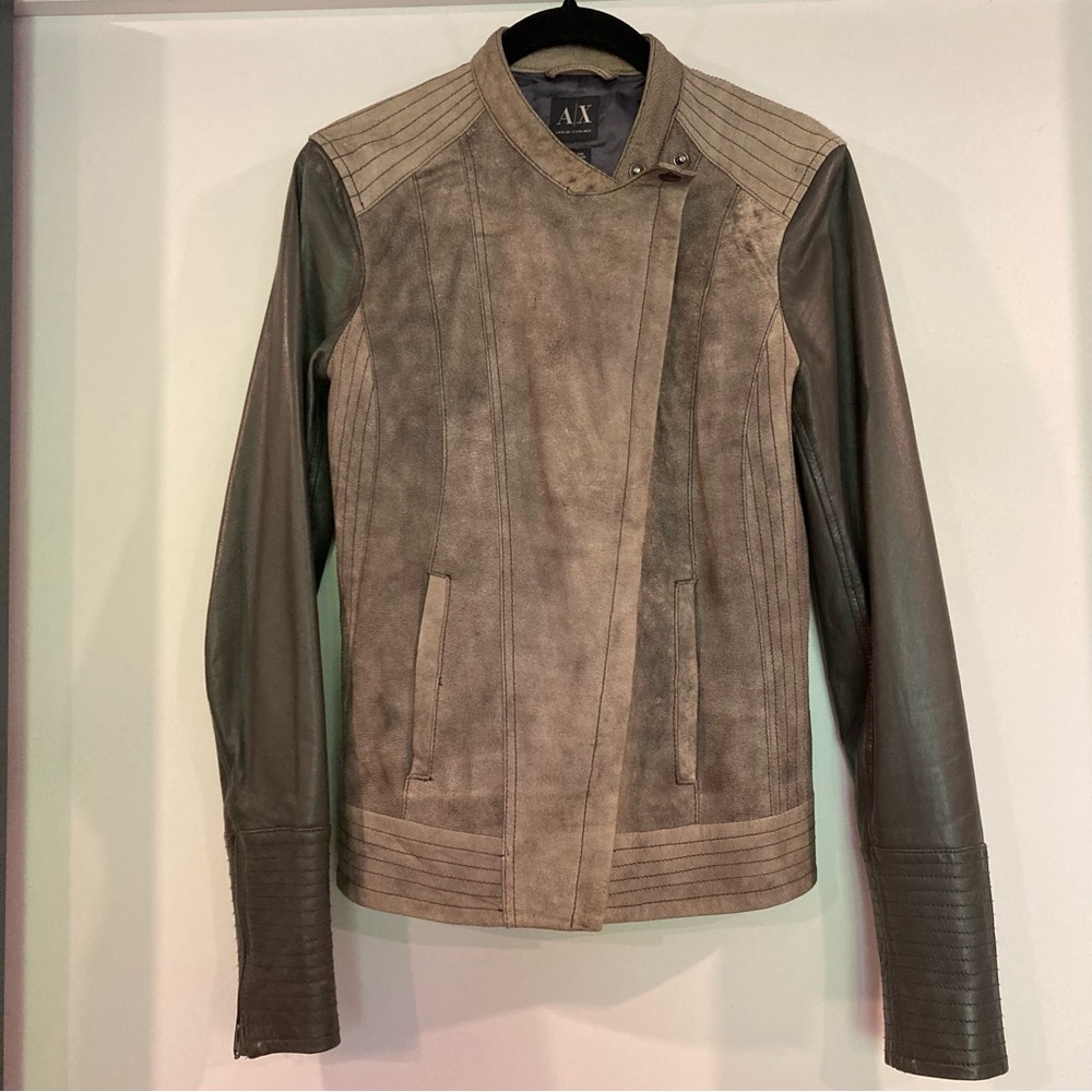 Armani Exchange Gray Leather Jacket